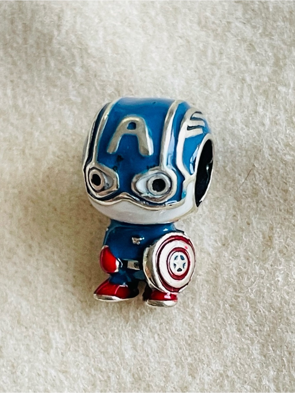 Pandora Captain America Enamel Charm Bead - Blue, Red, White